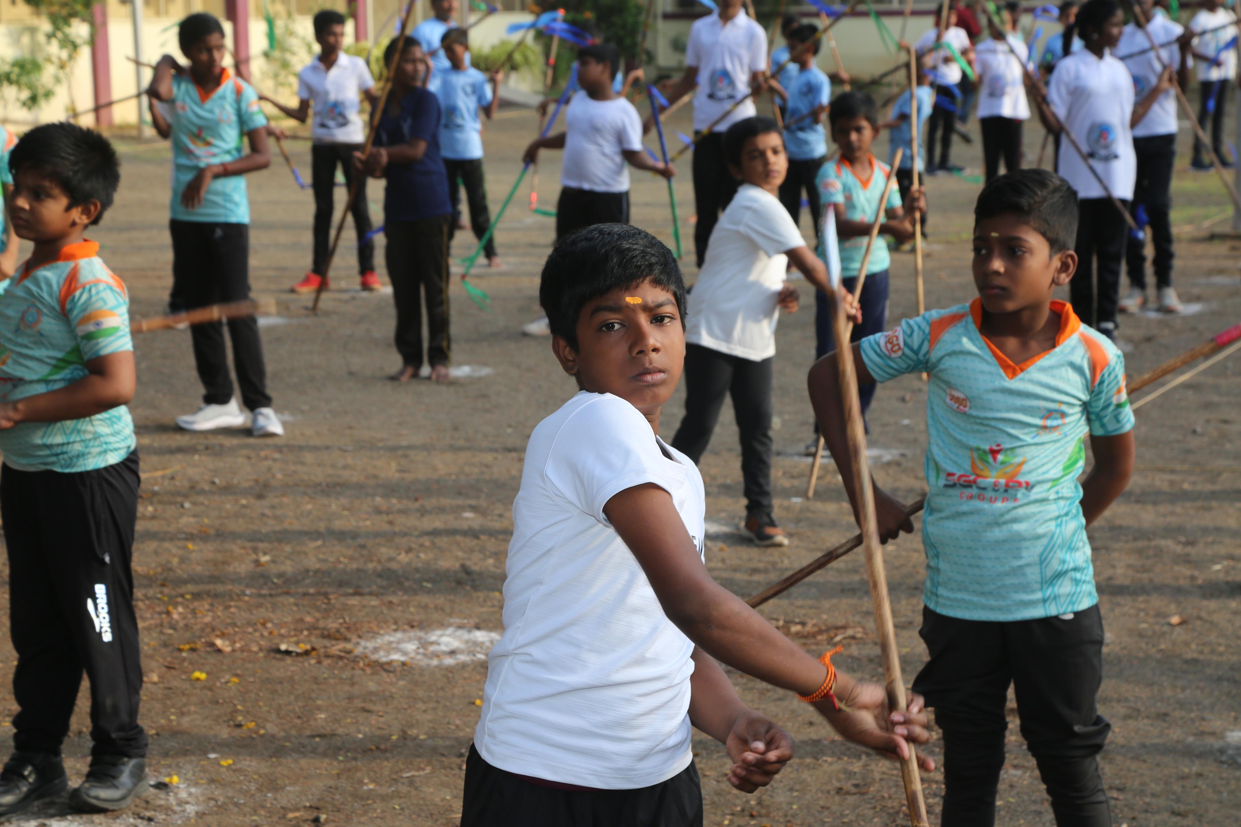 DOUBLE STICK ROTATION BY MORE THAN 300 STUDENTS FOR 3 HOURS TO CREATE AWARENESS ABOUT PHYSICAL ACTIVITY.