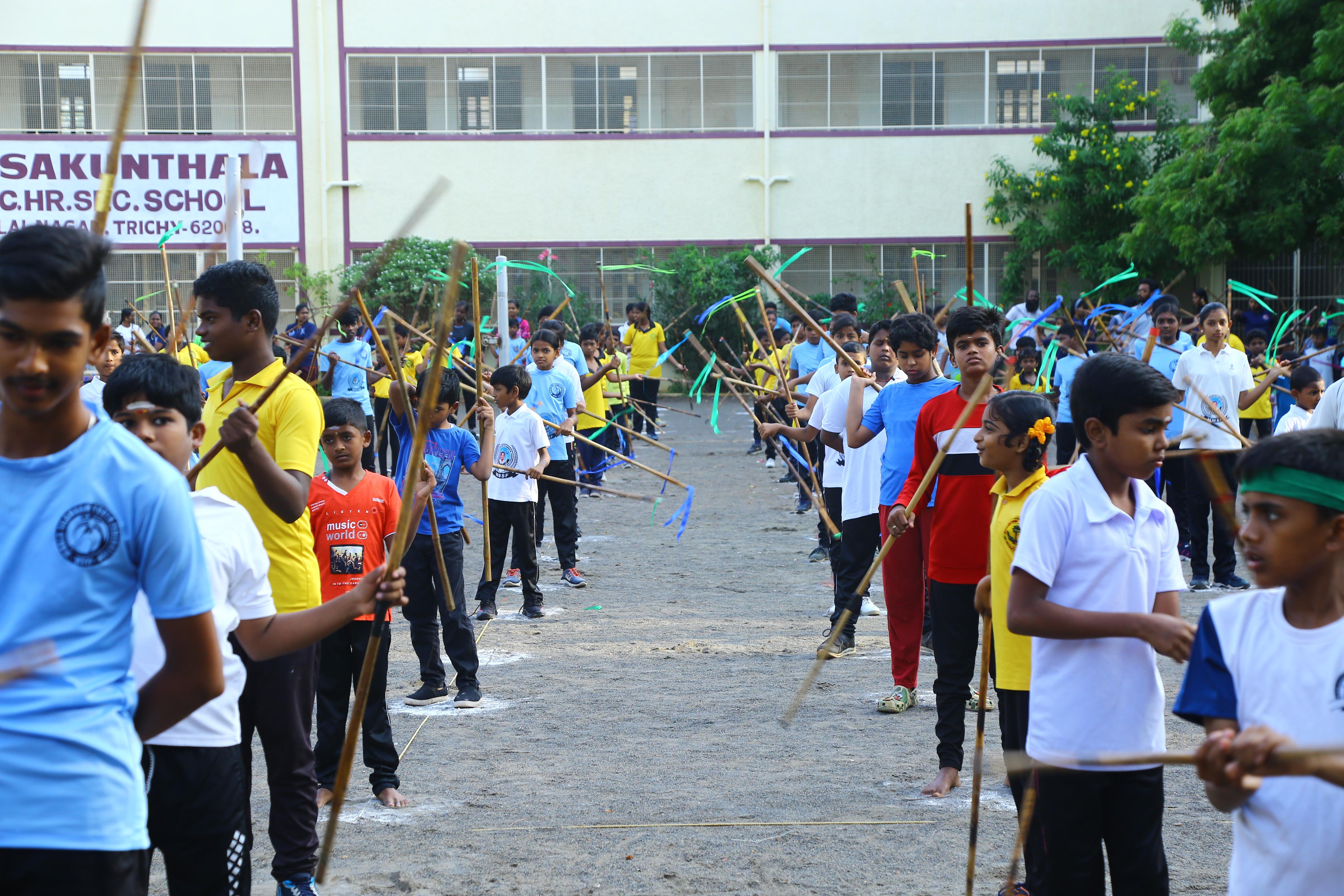 DOUBLE STICK ROTATION BY MORE THAN 300 STUDENTS FOR 3 HOURS TO CREATE AWARENESS ABOUT PHYSICAL ACTIVITY.