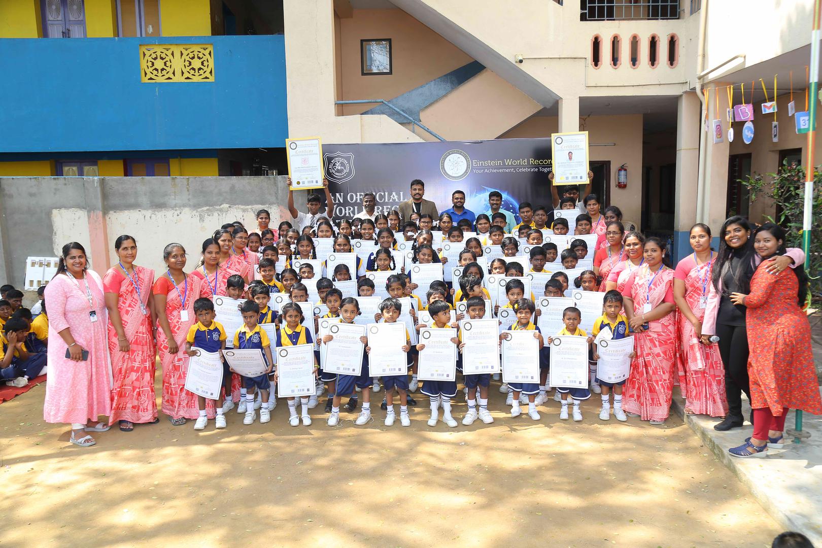 WORLD RECORD TO HOLD THE 6FT DIA SHAPED GLOBE AND RECITE THE SLOGANS FOR SAFER INTERNET DAY BY 300 STUDENTS